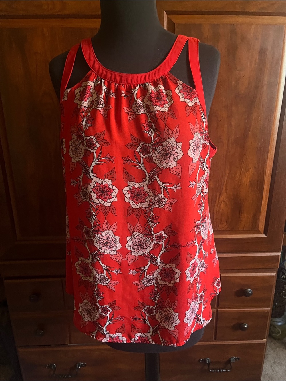 Candie's Red Floral Halter Camisole Top